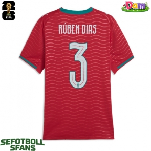 Portugal Ruben Dias #3 Hemmatröja Kvinnor VM 2026 Kortärmad